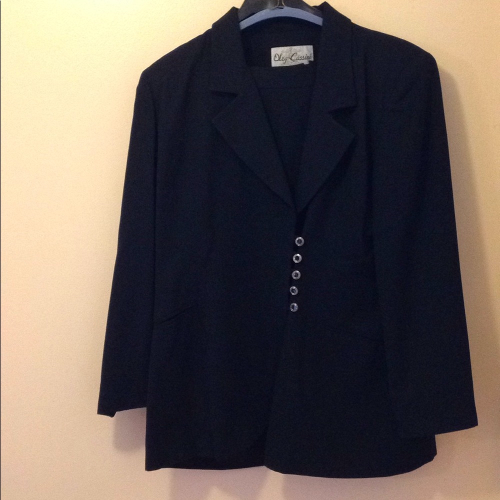 Black skirt suit gold black buttons